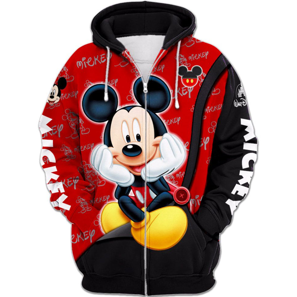 Mickey Mouse Pattern Hoodie And Leggings Set Zipper Hoodie