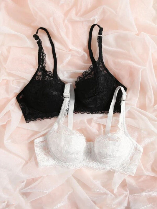 Pack Of 2 Floral Lace Pattern Underwire Bra