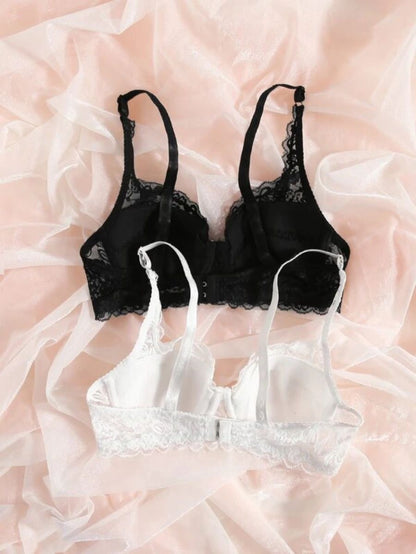 Pack Of 2 Floral Lace Pattern Underwire Bra