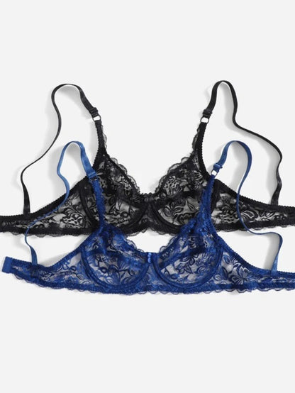 Pack Of 2 Floral Lace Underwire Bra Set