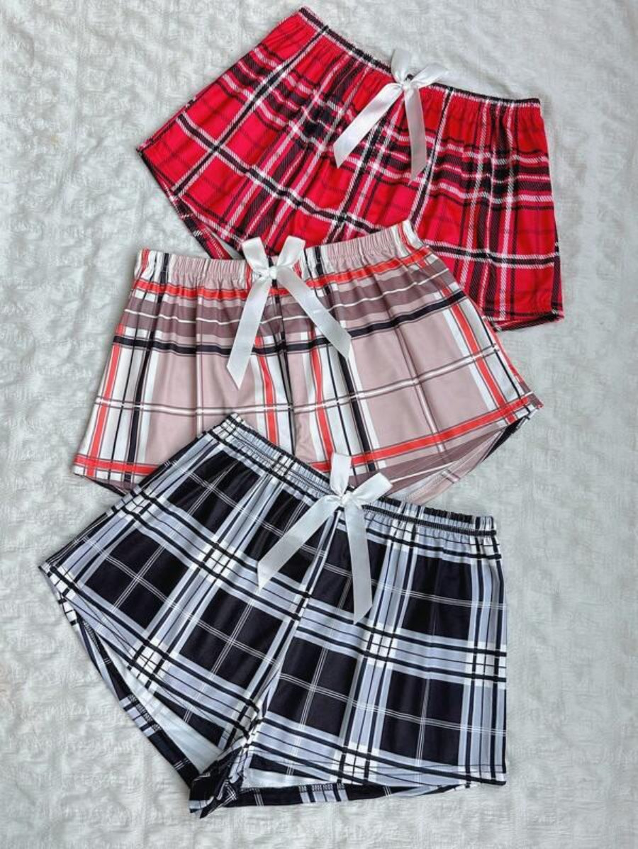 Pack Of 3 Plaid Patterned Sleep Shorts