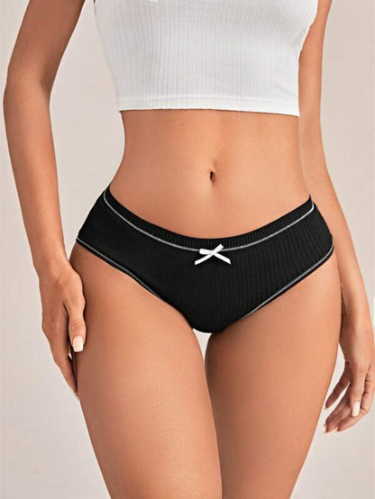 Pack Of 3 Rib Contrast Binding Panty Set