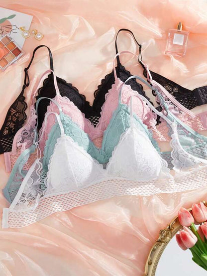 Pack Of 4 Floral Design Bra Set