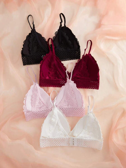 Pack Of 4 Lace Overlay Bra