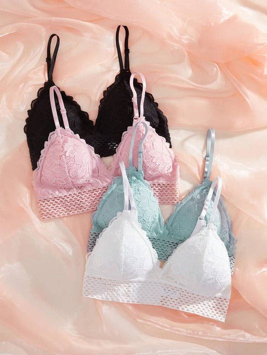 Pack Of 4 Lace Overlay Bralette