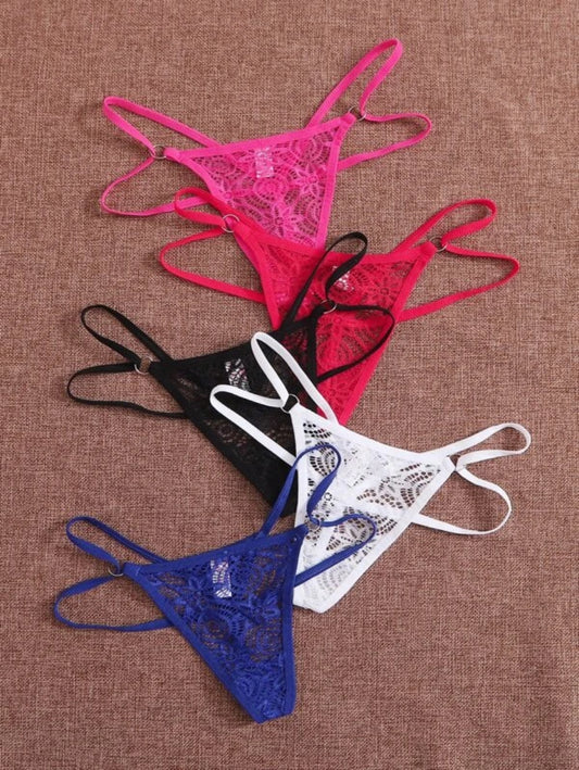 Pack Of 5 Hollow Out Ring Linked Thong Set L