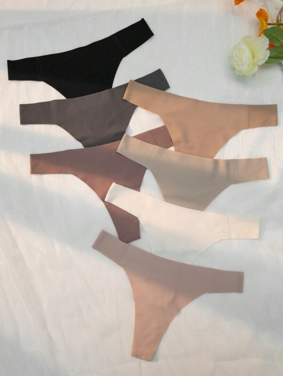 Pack Of 7 Solid Simple Thong