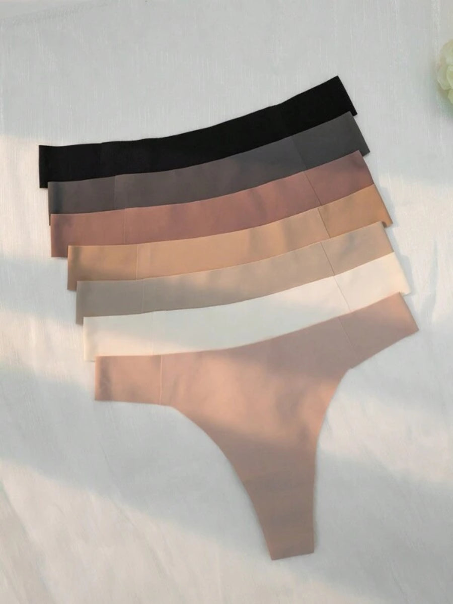 Pack Of 7 Solid Simple Thong