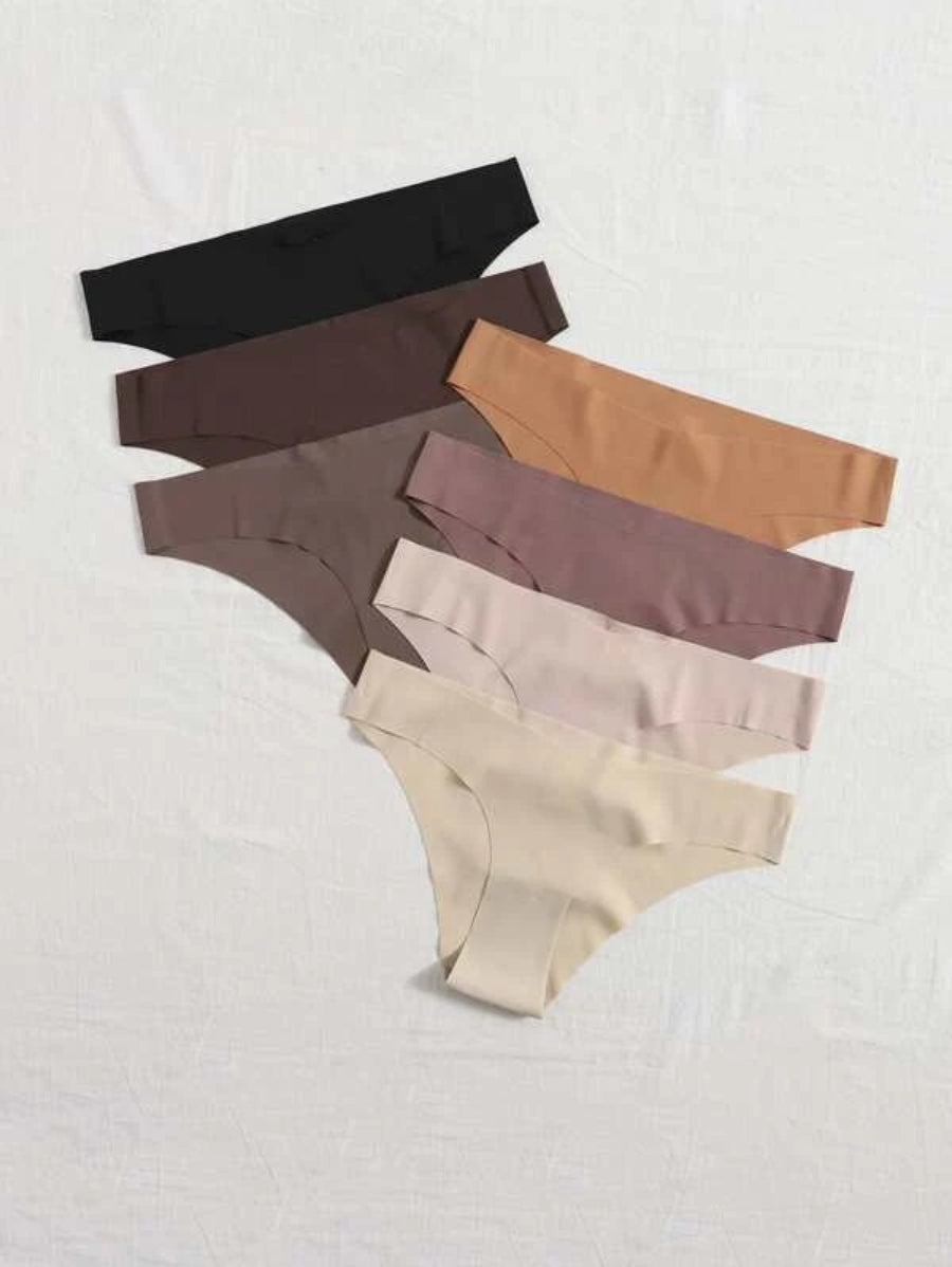 Solid No Show Panty Set Pack Of 7