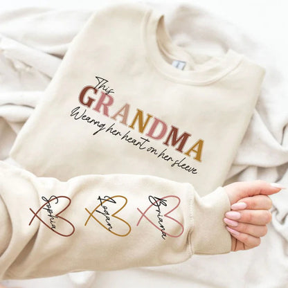 Personalized Mama Sweatshirt With Kids Names On Sleeves For Mothers Day