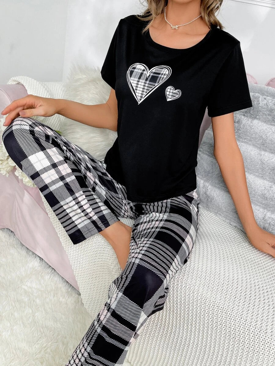 Plaid Print Knot Pajama Set