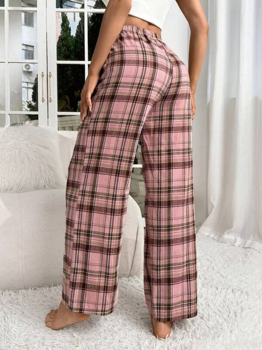 Plaid Printed Bow Front Sleep Pants