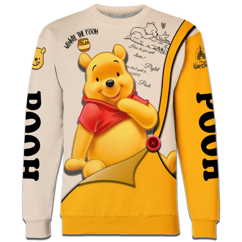 Pooh Pattern Cartoon Character Activewear Set Sweatshirt