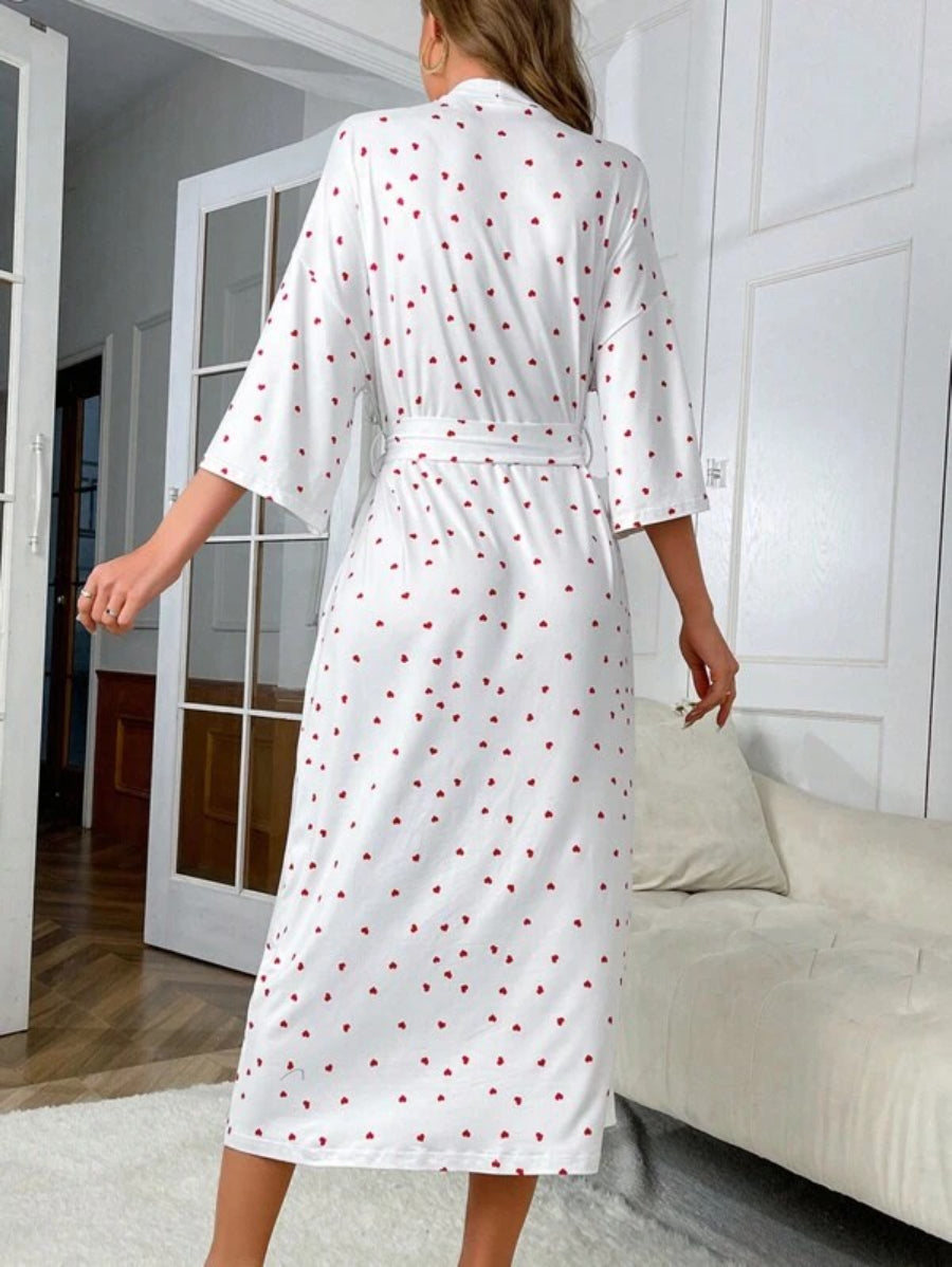 Printed Long Belted Robe