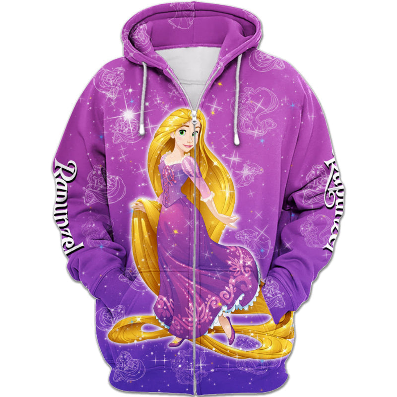 Rapunzel Cartoon Activewear Set Zipper Hoodie