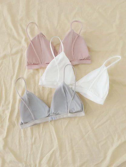 Set Of 3 Ribbed Triangle Bralette Set