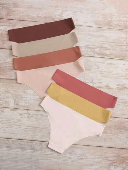 Set Of 7 Solid Mid Rise Panty