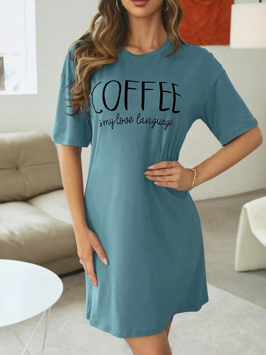 Slogan Graphic Drop Sleepshirt Nightdress