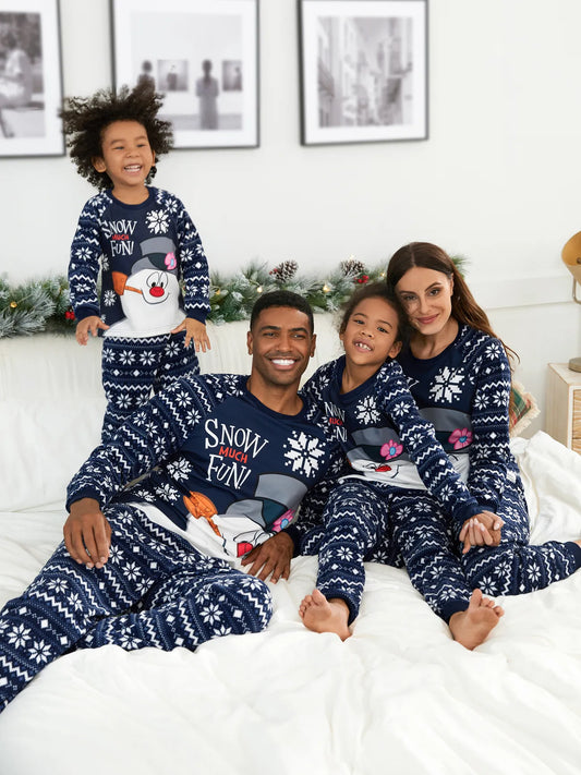 Snowman Graphic Print Family Matching Pajamas Set Women S