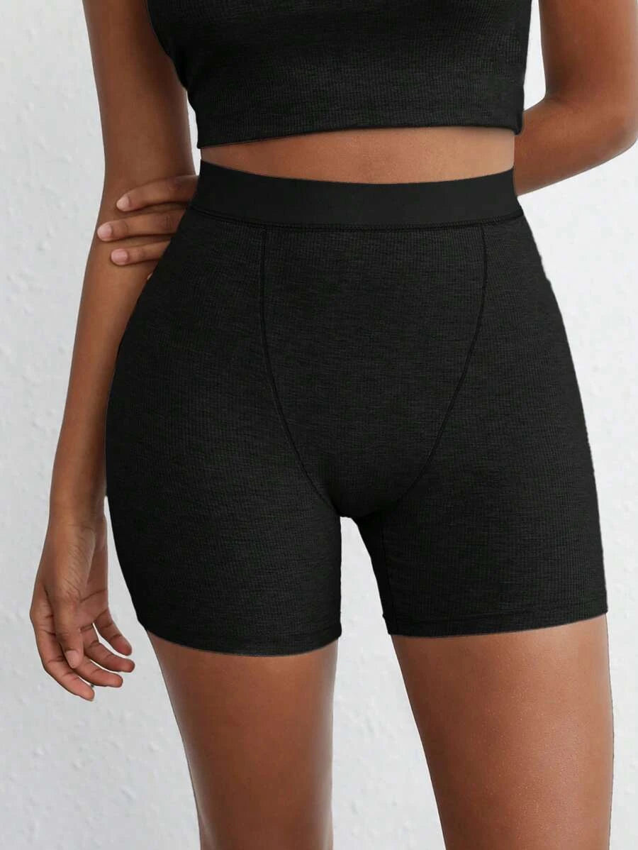 Solid Rib Knit Lounge Shorts