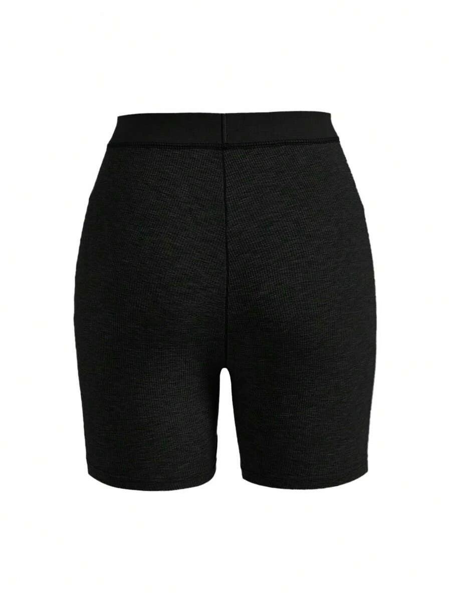 Solid Rib Knit Lounge Shorts