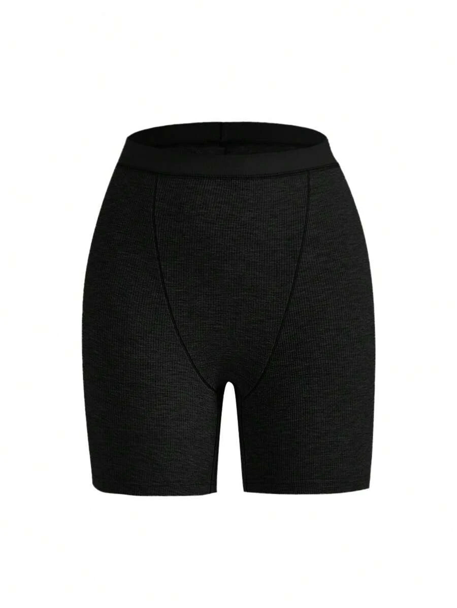 Solid Rib Knit Lounge Shorts