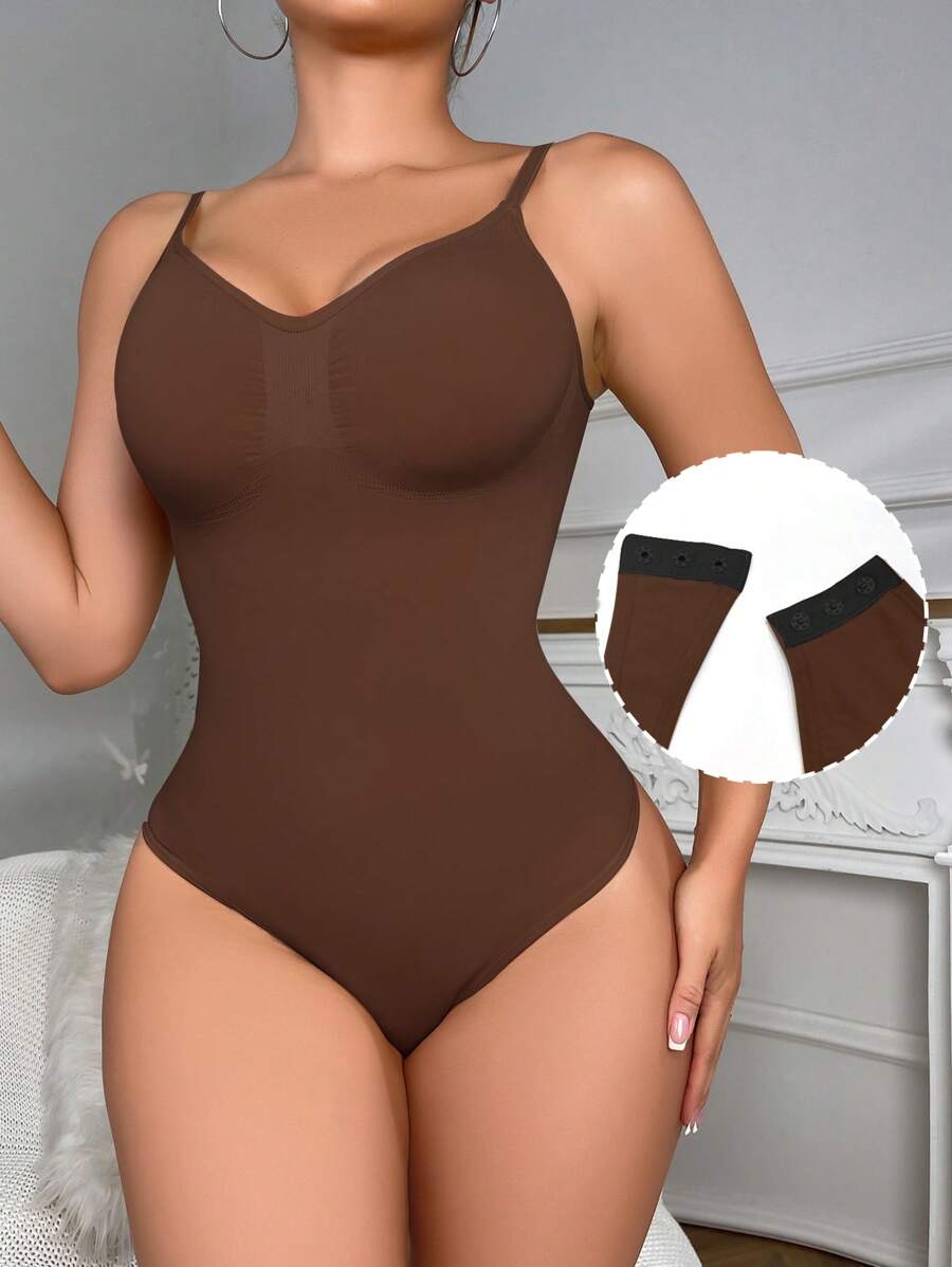 Solid Shapewear Thongs Bodysuit