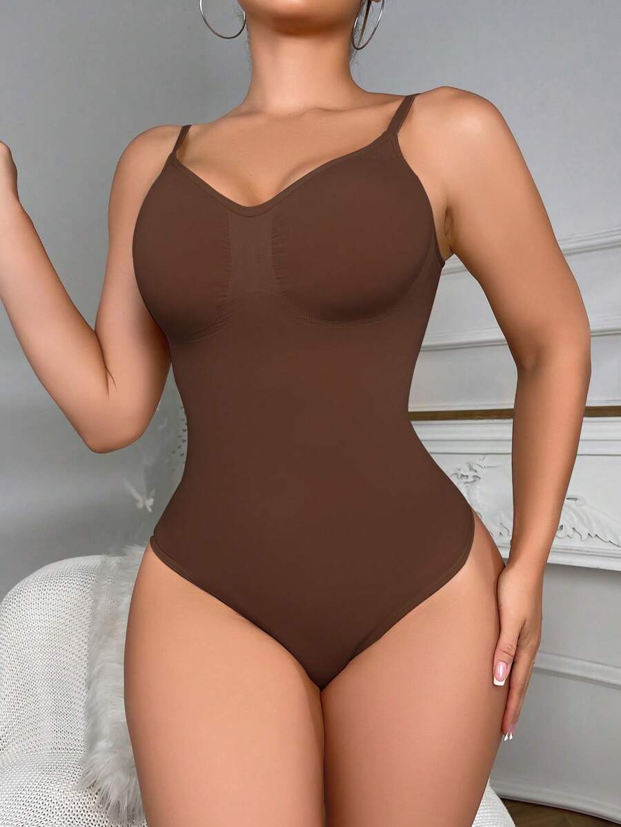 Solid Shapewear Thongs Bodysuit