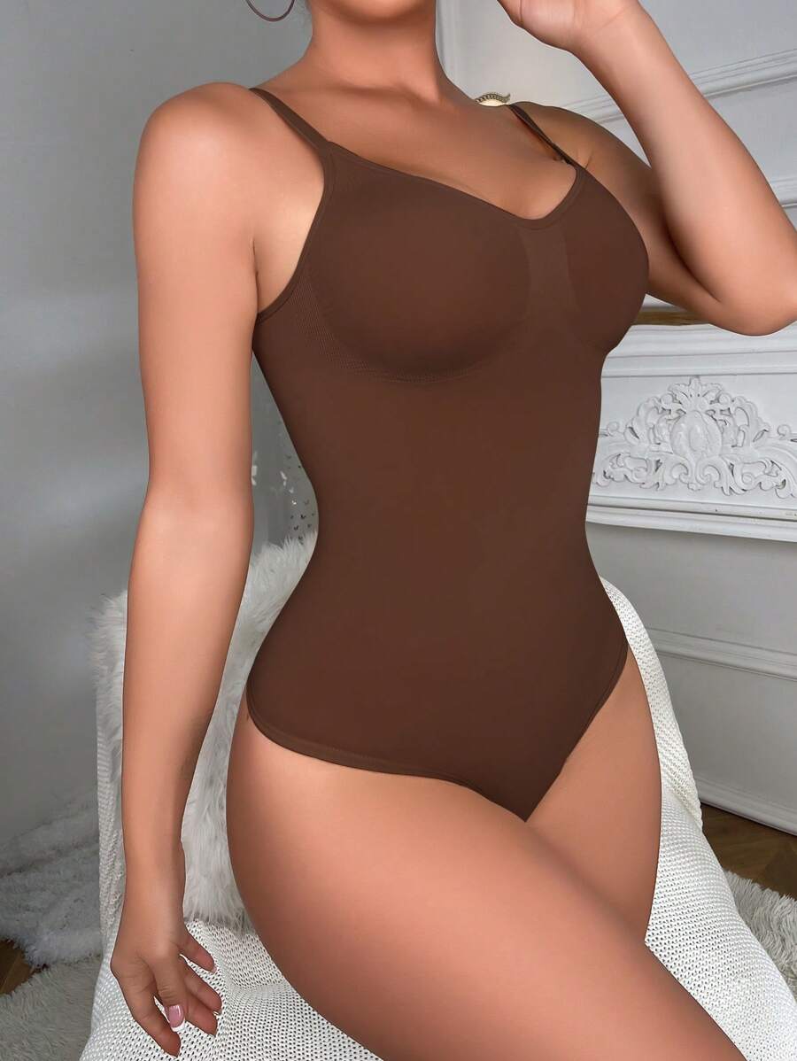 Solid Shapewear Thongs Bodysuit