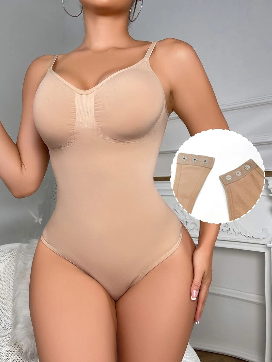 Solid Shapewear Thongs Bodysuit