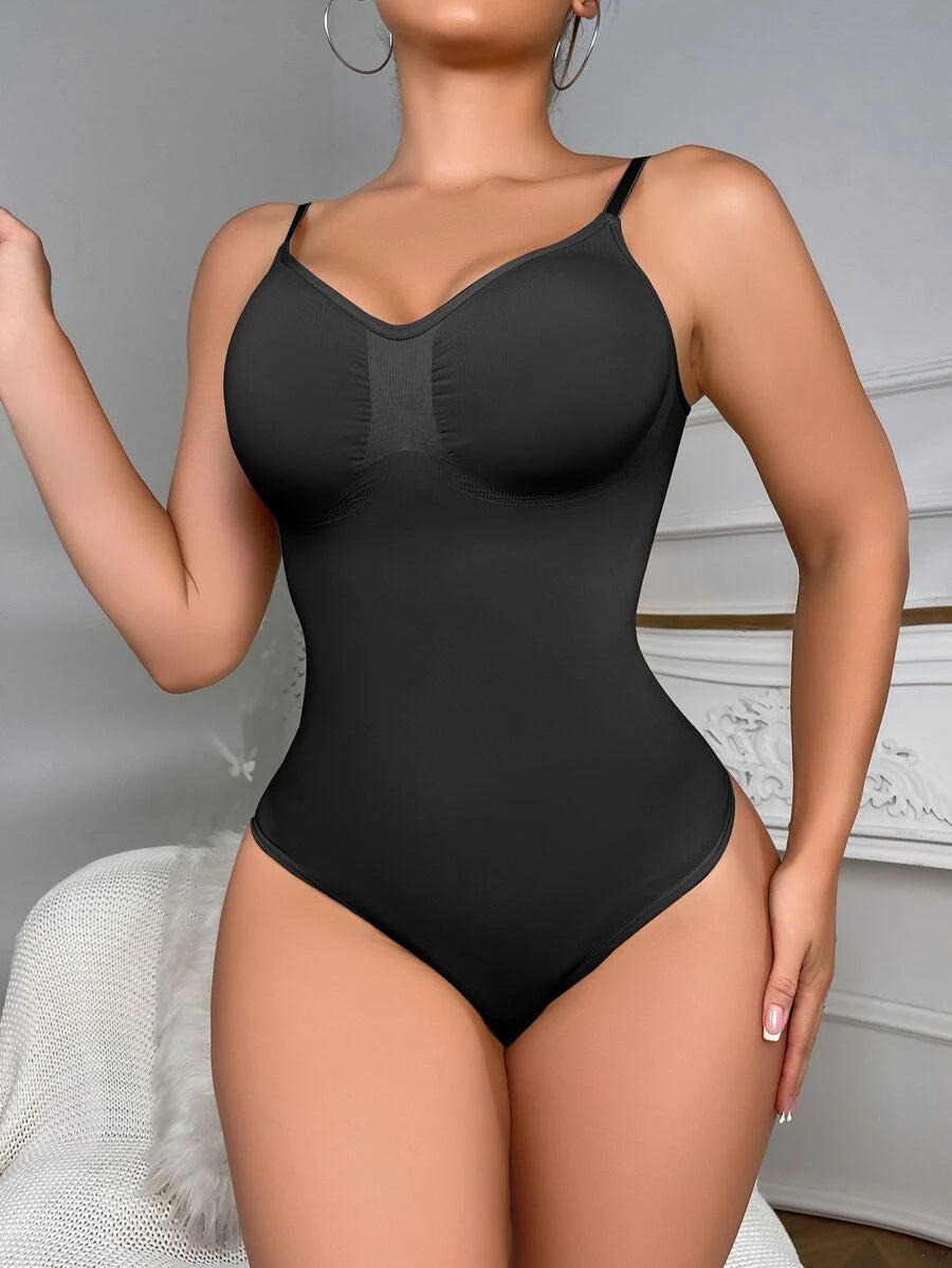 Solid Shapewear Thongs Bodysuit