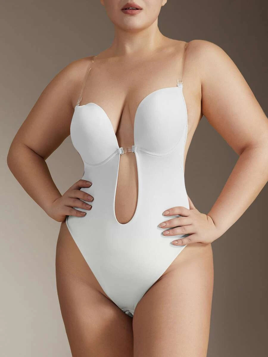 Solid Underwire Shapewear Bodysuit White