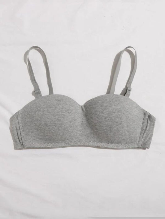 Solid Wireless Bra With Detachable Design Strap