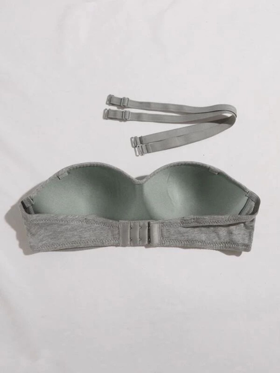 Solid Wireless Bra With Detachable Design Strap