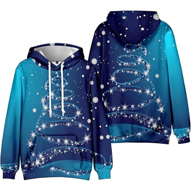 Starry Design 3D Printed Christmas Hoodie