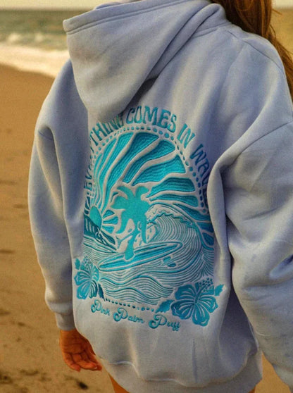 Sunset Glow Oversized Hoodie Blue