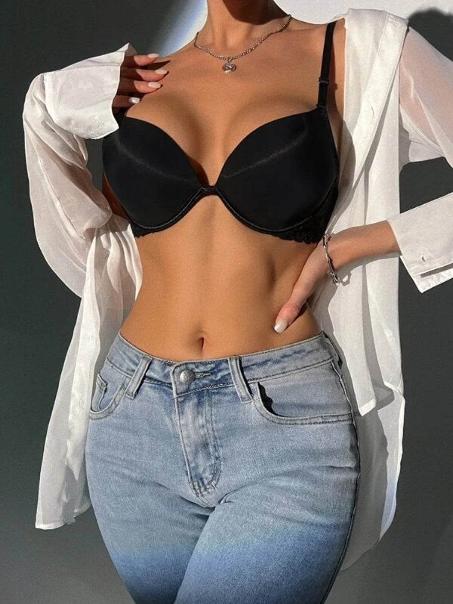 Plunge Plain Push Up Bra