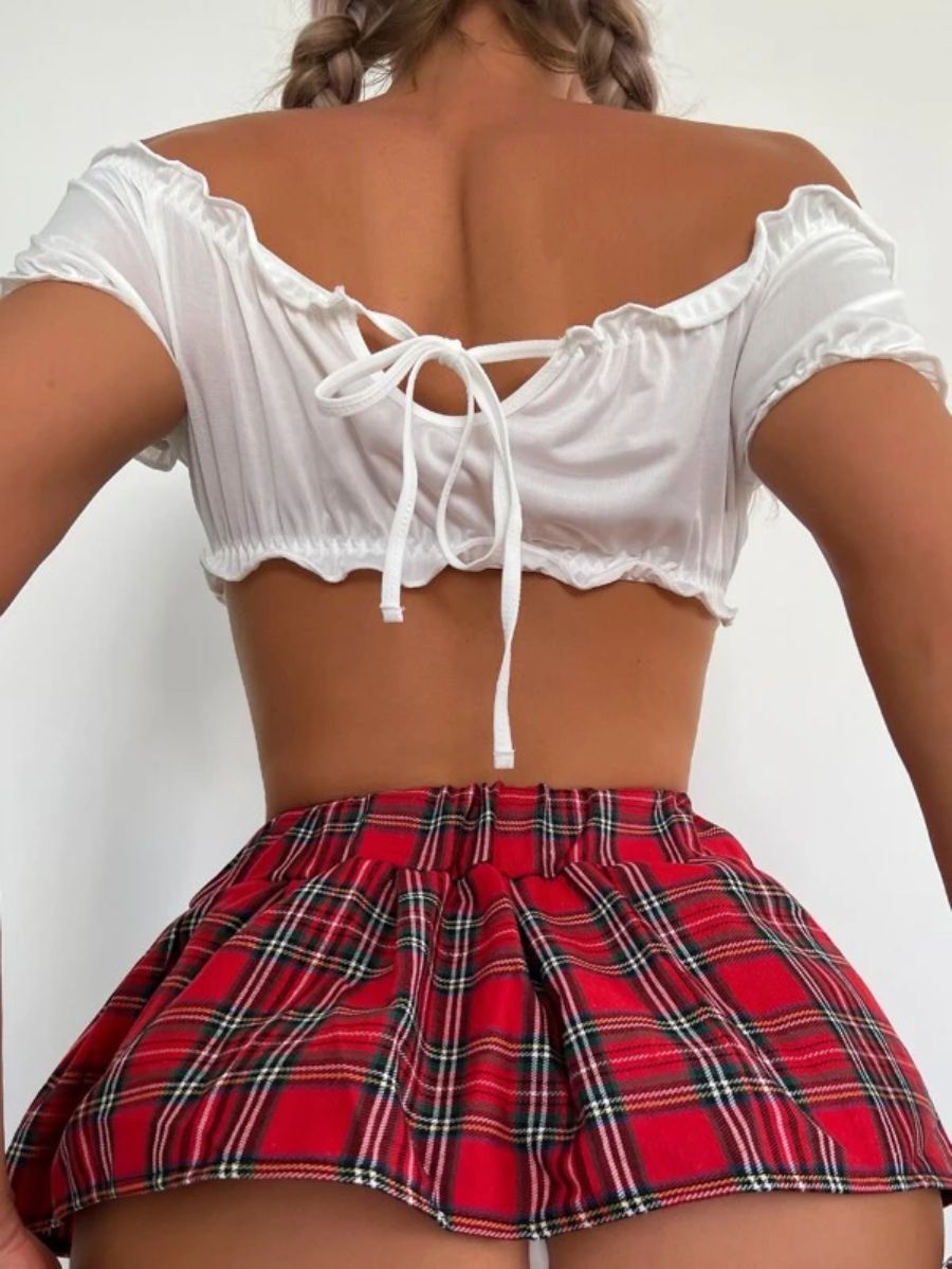 Tartan Frill Trim Thong Costume