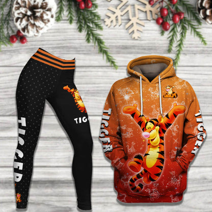 Tigger Cartoon Character Activewear Set Hoodie And Leggings Set