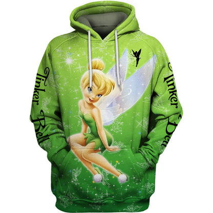 Tinker Bell Castle Glitter Pattern Hoodie And Leggings Set