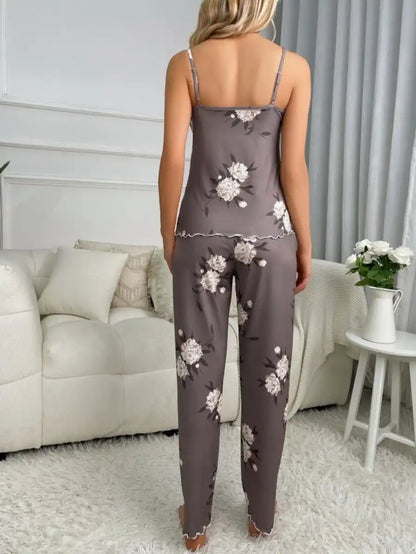Floral Print Bow Front Pajama Set