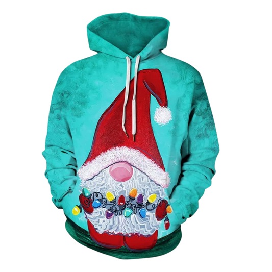 Whimsical Christmas Gnome Festive String Lights Christmas Hoodie 6XL