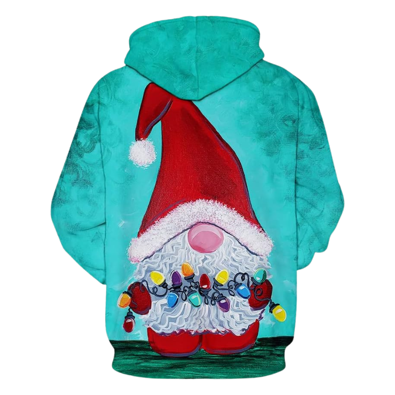 Whimsical Christmas Gnome Festive String Lights Christmas Hoodie