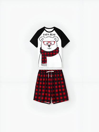 Xmas Bear Raglan Family Matching Short Set Kids