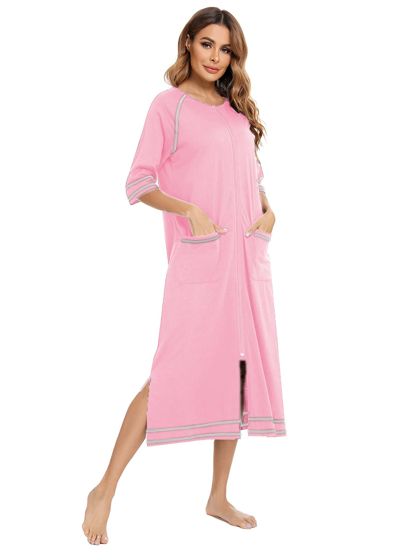 Zip Up Dress Coat Sleepwear