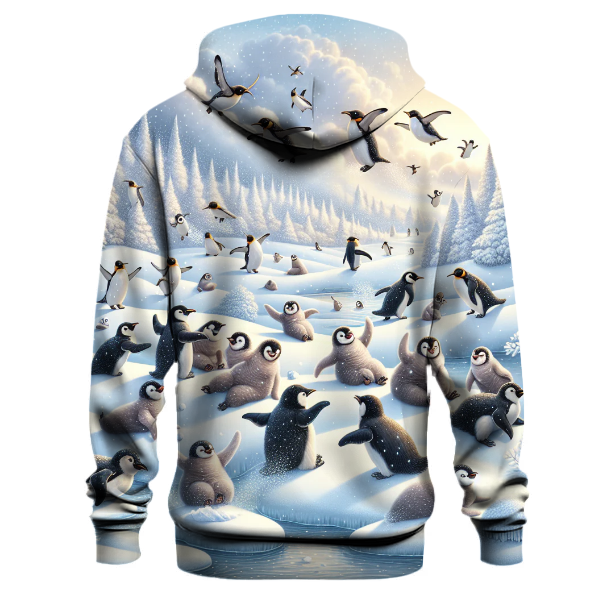 Playful Penguins in Snow Hoodie