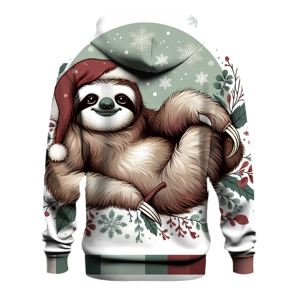 Christmas Sloth with Santa Hat Hoodie