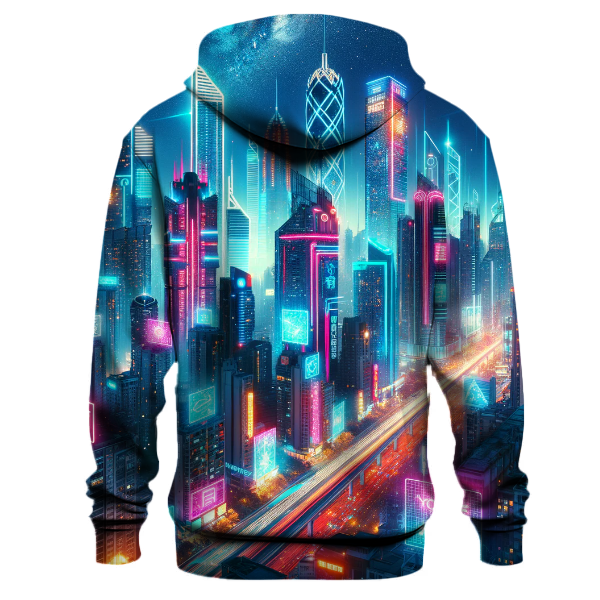 Cyberpunk Neon Cityscape Hoodie