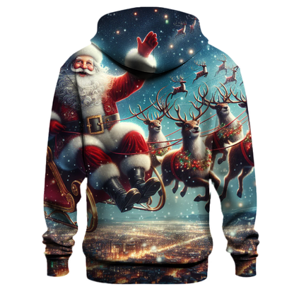 Whimsical Santa's Flight Hoodie