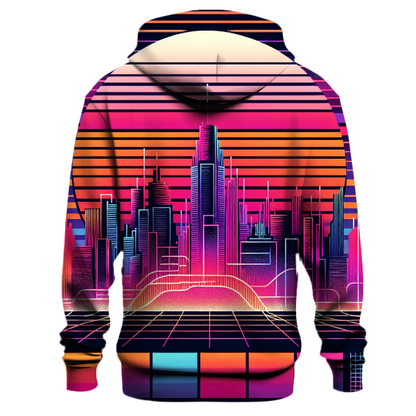 Neon Synthwave Sunset Hoodie Premium Hoodies